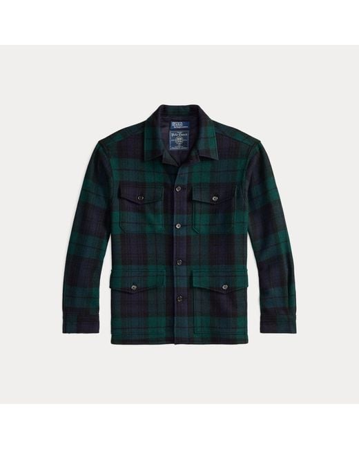 Polo Ralph Lauren Blue Plaid Wool-Alpaca Tweed Overshirt for men