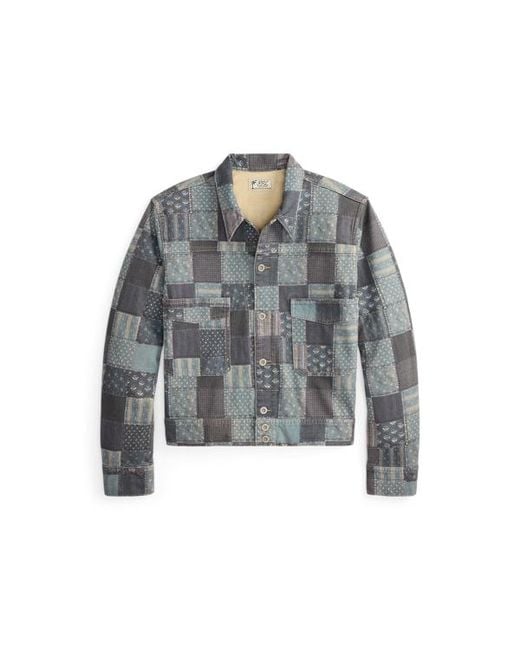 RRL Gray Patchwork-Print Jersey Jacket for men