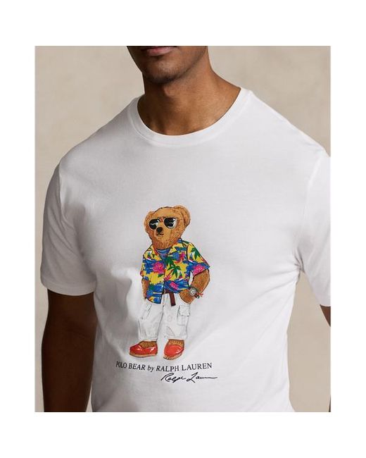 Tallas Grandes - Camiseta de punto jersey con Polo Bear Ralph Lauren de hombre de color White