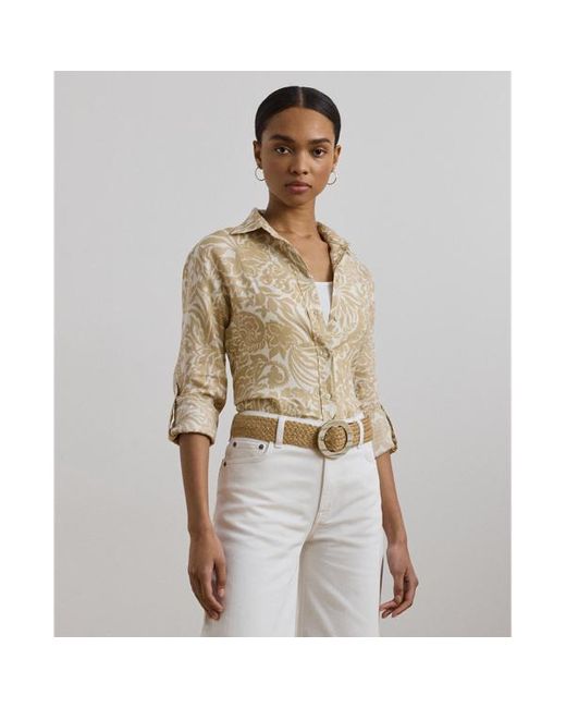 Camicia in lino a fiori Relaxed-Fit di Ralph Lauren in Natural