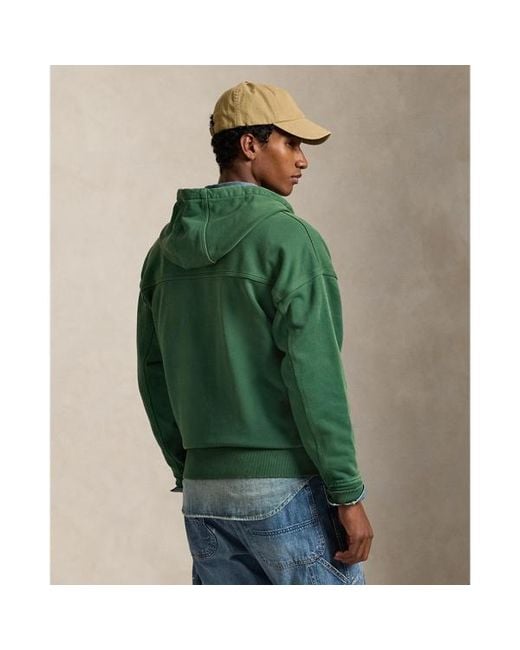 Ralph Lauren Green Relaxed Fit Loopback Fleece Hoodie for men