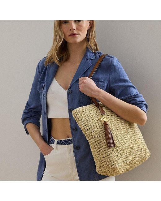 Ralph Lauren Natural Straw Medium Whitney Tote