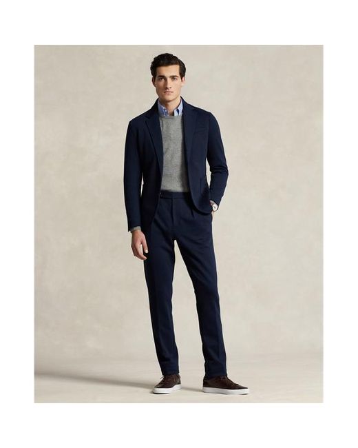 Pantalón de traje de punto doble plisado Polo Ralph Lauren de hombre de color Blue