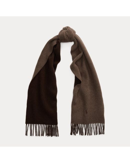 Polo Ralph Lauren Brown Fringe-Trim Wool Scarf