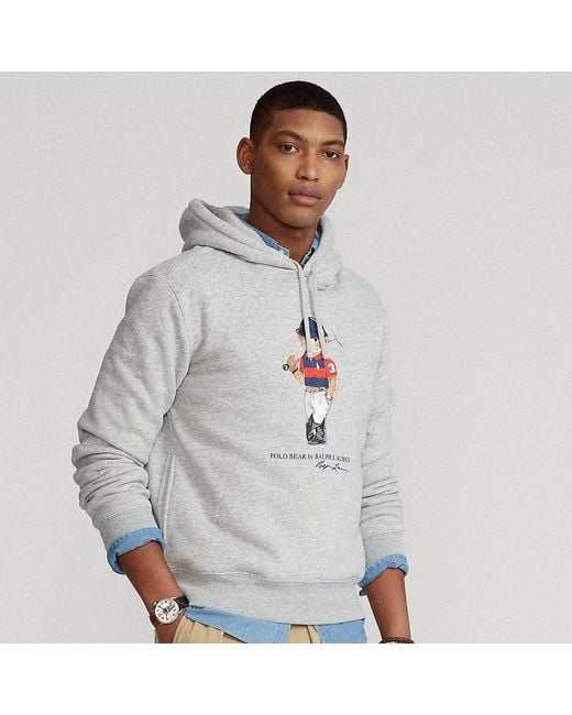 Polo Ralph Lauren Polo Bear Fleece Hoodie in Grey for Men Lyst UK