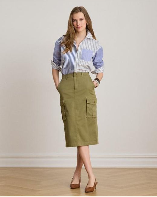 Ralph Lauren Green Stretch Chino Cargo Pencil Skirt