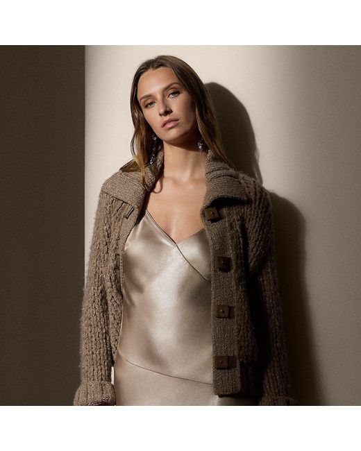 Ralph Lauren Brown Cashmere-blend Donegal Cardigan