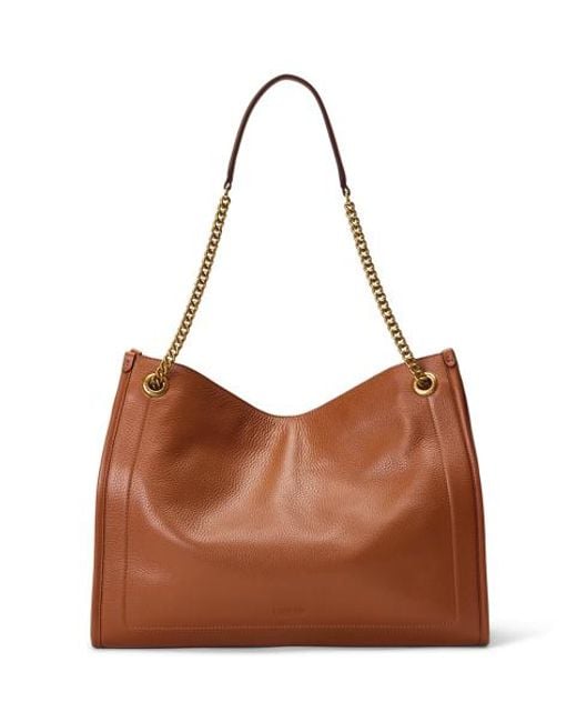 Ralph Lauren Blue Große Narbenleder-Tragetasche Bradley