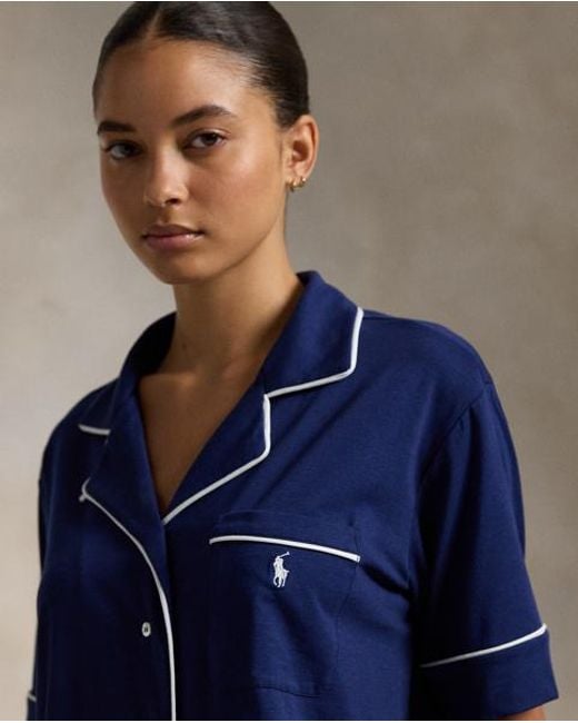 Polo Ralph Lauren Blue Jersey-Pyjama Mit Kurzen Ärmeln