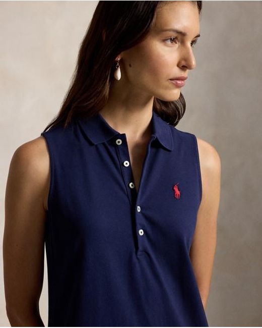 Polo Ralph Lauren Blue Stretch-Cotton Sleeveless Polo Dress