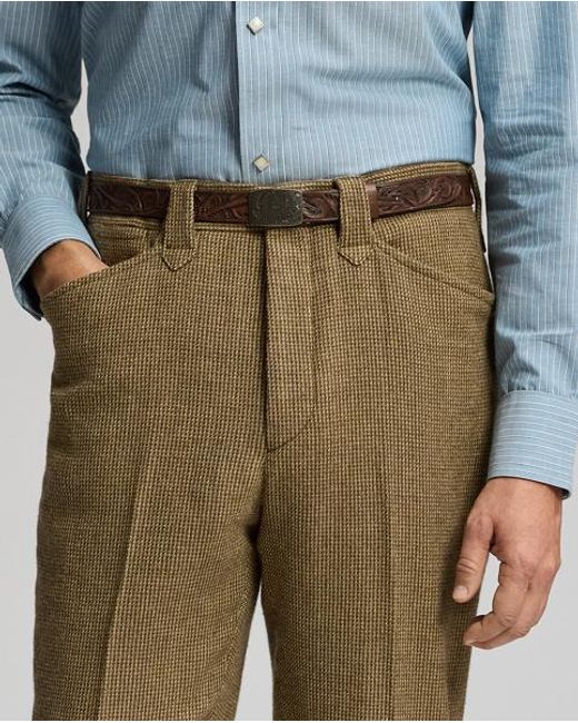 Ralph Lauren Gray Slim Fit Tweed Western Trouser for men