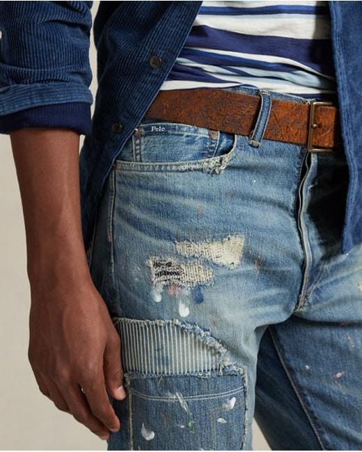 Polo Ralph Lauren Blue Heritage Straight Distressed Jean for men