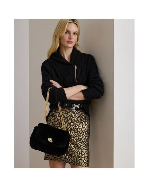 Borsa Sophee media in shearling di Ralph Lauren in Black