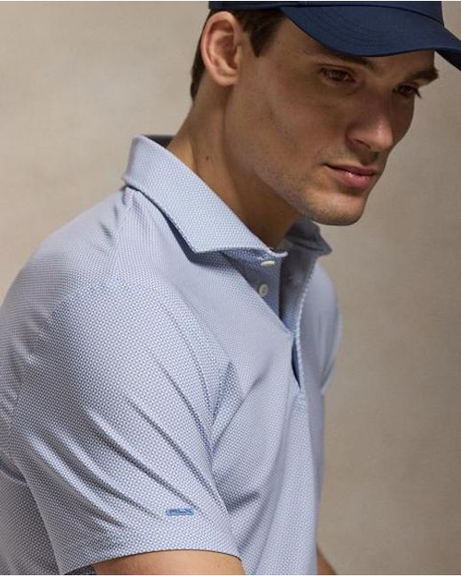 Ralph Lauren Blue Tailored Fit Performance Polo Shirt for men