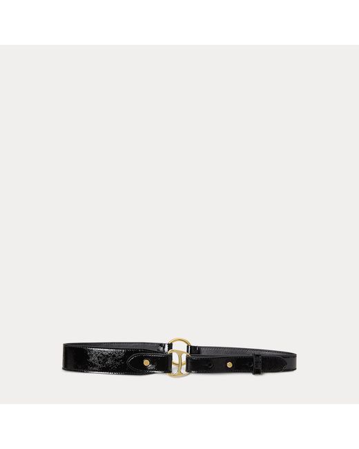 Ralph Lauren Black Equestrian D-Ring Patent Leather Belt
