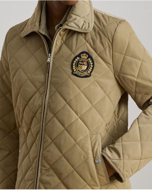Ralph Lauren Green Crest-Patch Diamond-Quilted Jacket