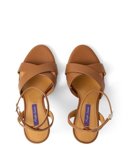 Ralph Lauren Brown Cleary 95 Mm Calfskin Sandal