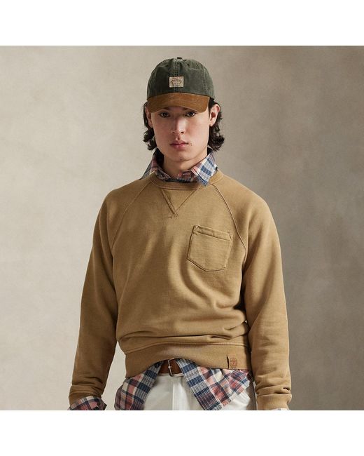 Ralph Lauren Green Garment-Dyed Fleece Sweatshirt for men