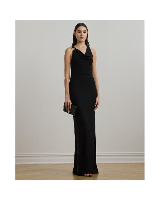 Abito in jersey con collo ad anello di Ralph Lauren in Black