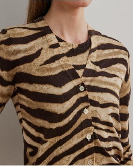 Ralph Lauren Brown Strickjacke Mit Zebramuster