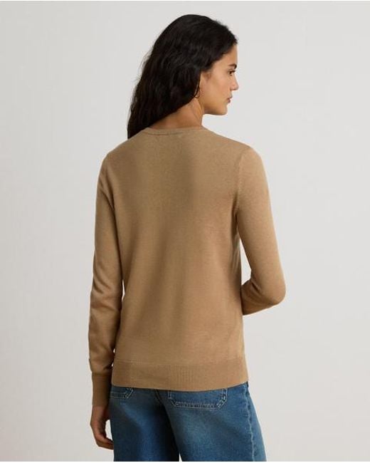 Ralph Lauren Brown Embroidered-Logo Cotton-Modal Jumper
