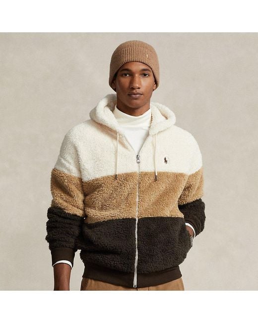 Polo Ralph Lauren Natural Colour-blocked Pile Fleece Hoodie for men
