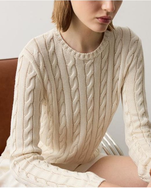 Ralph Lauren Natural Cable-Knit Silk-Blend Crewneck Jumper