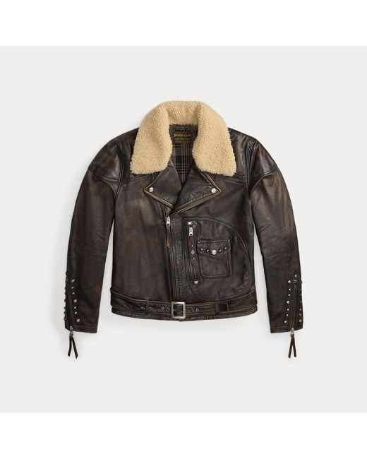 RRL Gray Limited-Edition Shearling-Leather Jacket for men