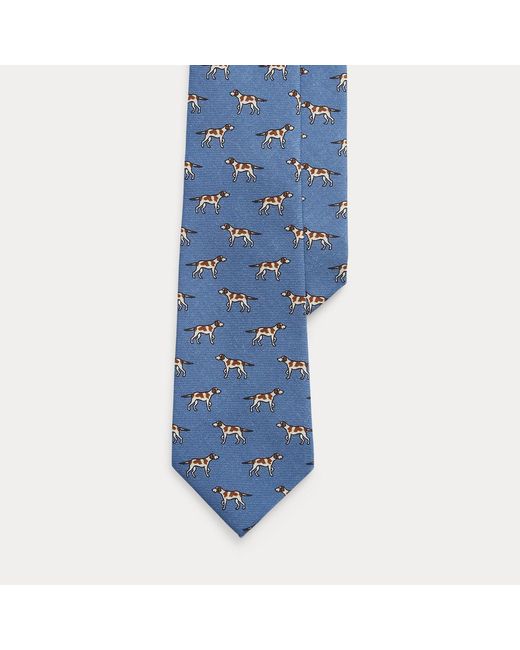 Polo Ralph Lauren Blue Dog-Print Wool Challis Tie for men