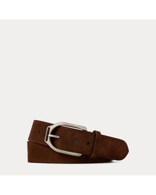 Ralph Lauren Brown Welington Stirrup-Buckle Calf-Suede Belt for men