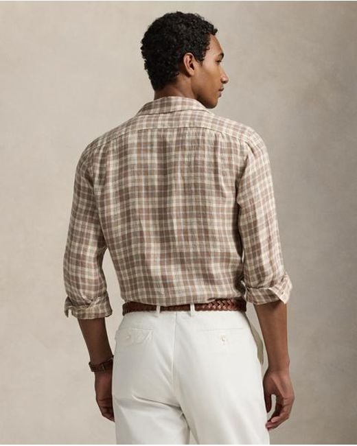 Chemise Safari Écossaise Classic Fit Lin Polo Ralph Lauren pour homme en coloris Brown