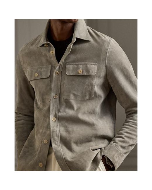 Ralph Lauren Gray Ralph Lauren Calloway Suede Shirt Jacket for men