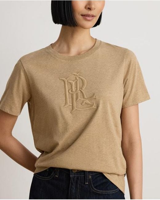 Ralph Lauren Green Embroidered-Logo Heathered Jersey Tee