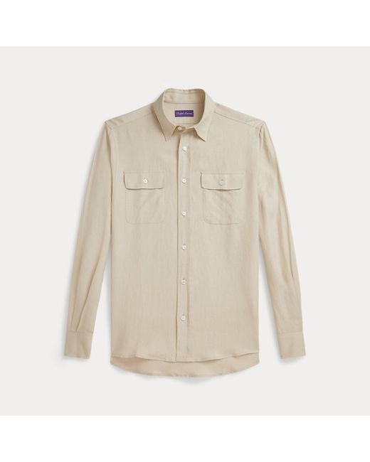 Camicia in seta e lino di Ralph Lauren in White da Uomo