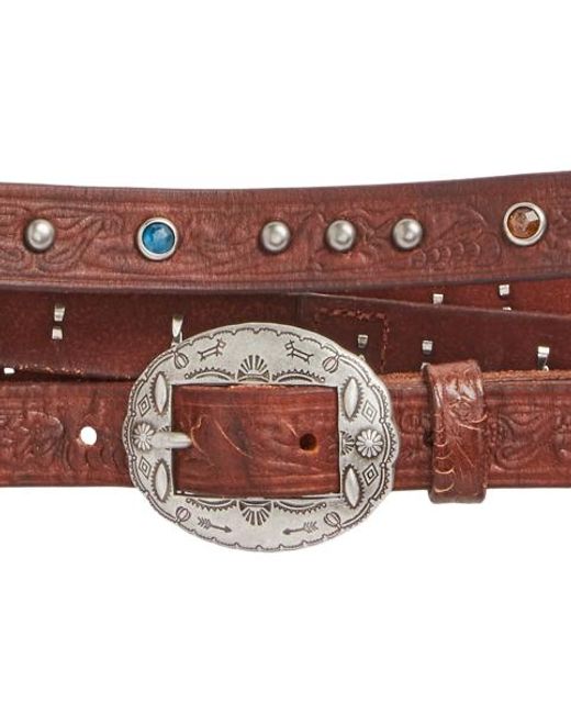 RRL Red Tooled Leather Double-Wrap Belt