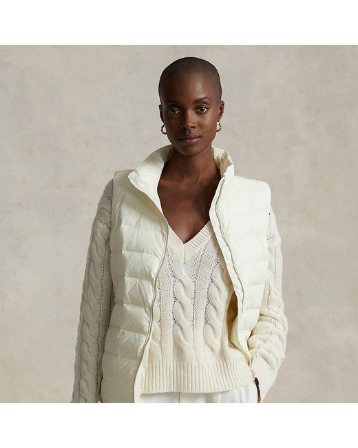 Ralph Lauren Synthetic Packable Quilted Taffeta Gilet in Natural Lyst