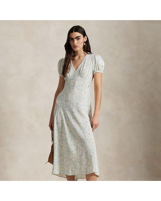 Abito in crêpe di seta a fiori di Polo Ralph Lauren in Gray