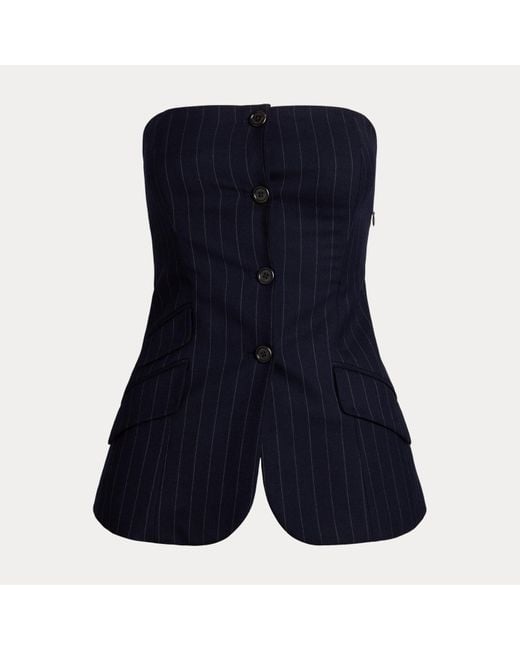 Bustino in twill di misto lana gessato di Ralph Lauren in Blue