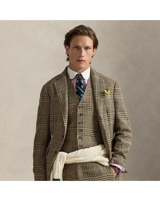 Ralph Lauren Brown Polo Tailored Fit Glen Plaid Suit Jacket for men