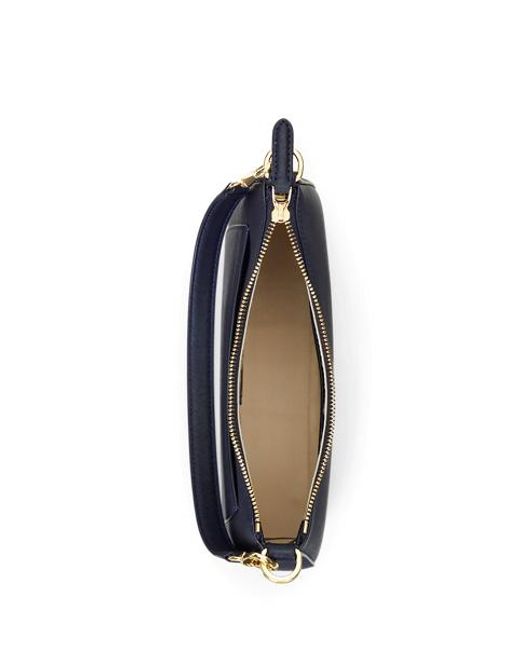 Ralph Lauren Blue Crosshatch Leather Medium Danni Bag