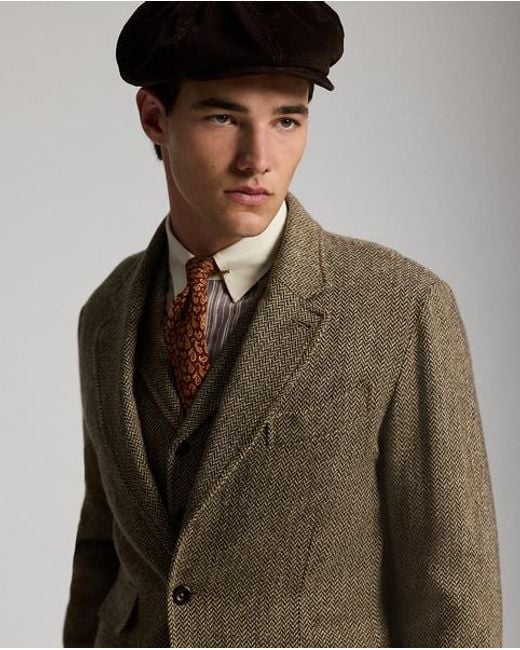 RRL Gray Unconstructed Herringbone Sport Coat for men
