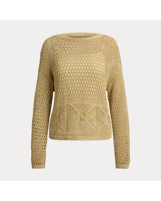 Ralph Lauren Green Pointelle-Knit Linen-Blend Sweater