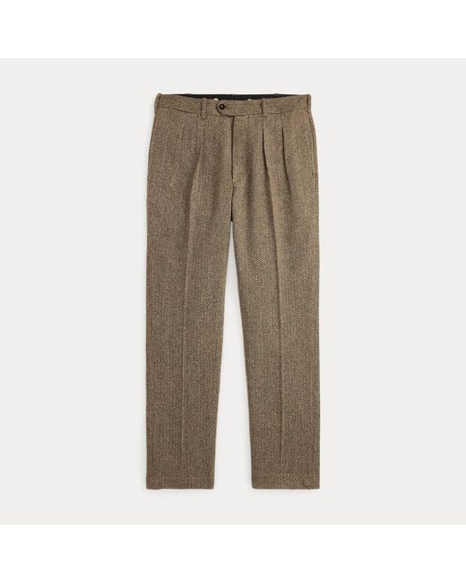 RRL Gray Slim Fit Pleated Herringbone Trouser for men