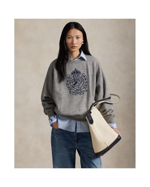 Felpa a girocollo con stemma ricamato di Polo Ralph Lauren in Gray