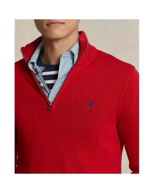 Polo Ralph Lauren Baumwollpullover mit Reißverschluss in Red für Herren