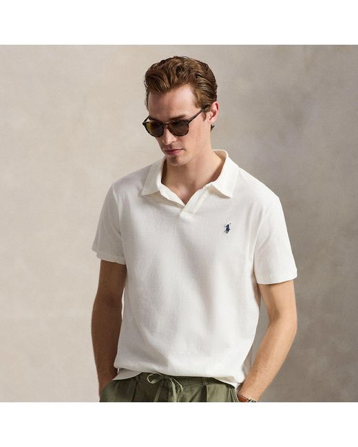Polo Ralph Lauren White Standard Fit Cotton-Linen Polo Shirt for men