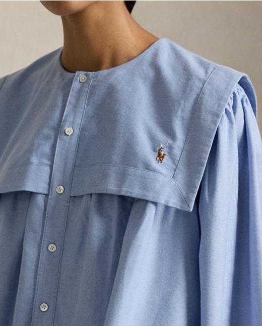 Polo Ralph Lauren Blue Bib Cotton Oxford Shirt