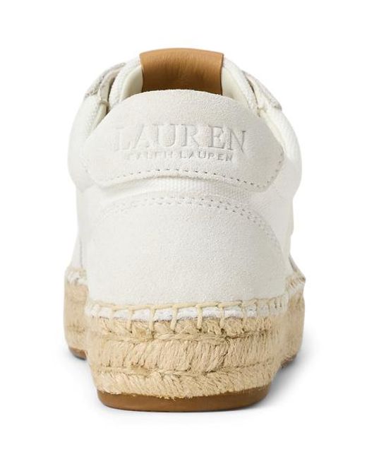 Ralph Lauren White Luize Canvas & Suede Espadrille Sneaker