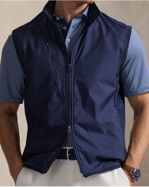 Ralph Lauren Blue Hybrid Full-Zip Gilet for men