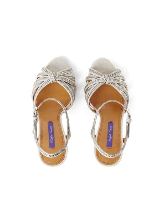 Ralph Lauren White Kieran 95 Mm Embellished Suede Sandal
